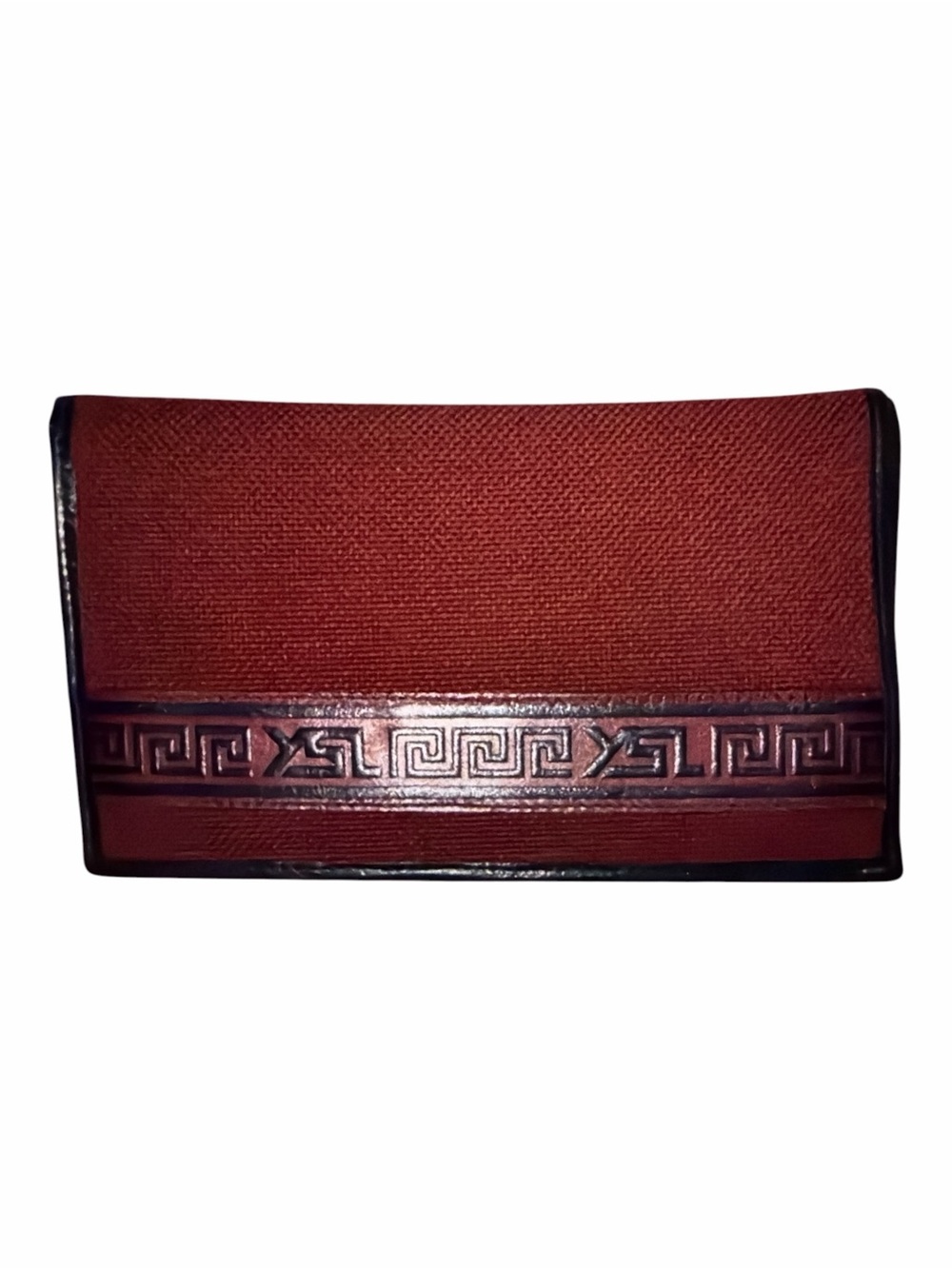 Vintage Yves Saint Laurent Red Woven Canvas & Leather Bifold Wallet